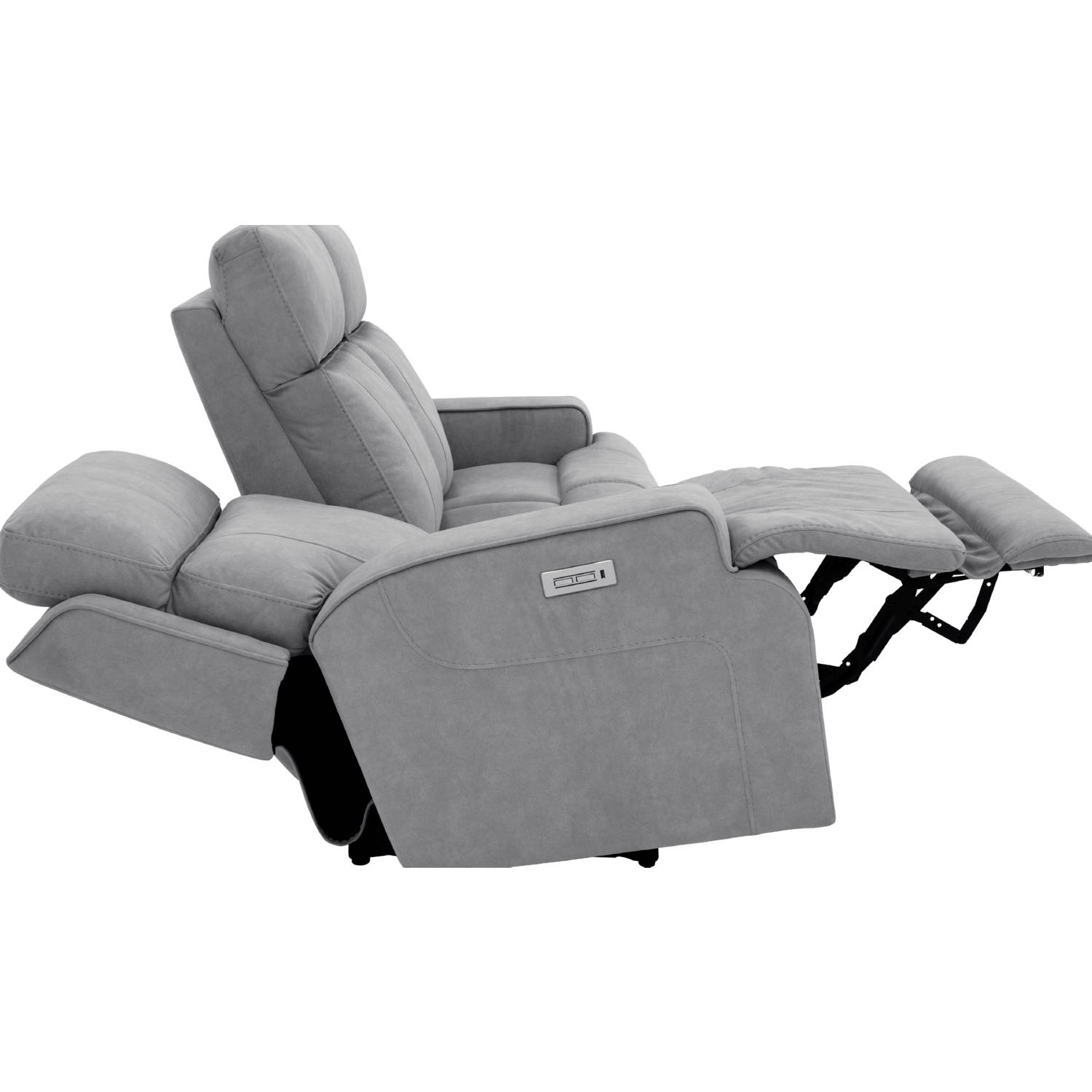 Barcalounger contemporary grey fabric power rocker deals recliner with power adjustable headrest